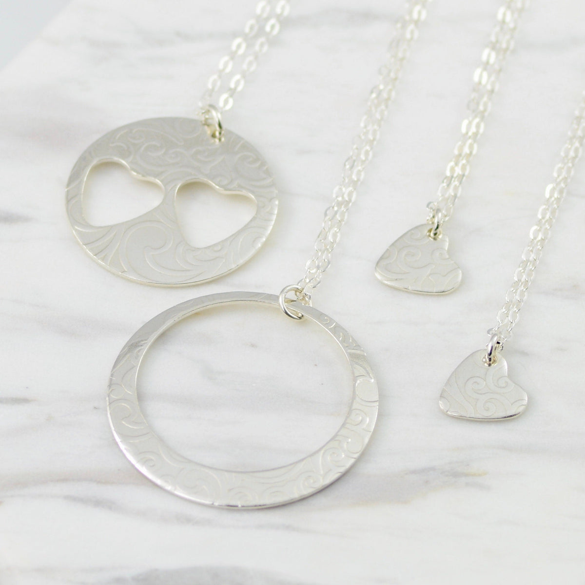 Generations Necklace Set (Grandmother Mother Two Granddaughters) – 4 Necklace Set - Sash Jewelry