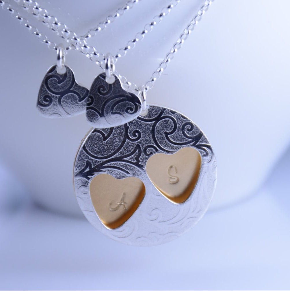 Mother and Daughters Necklace Set – Personalized Family Heart Necklace Gift - Sash Jewelry
