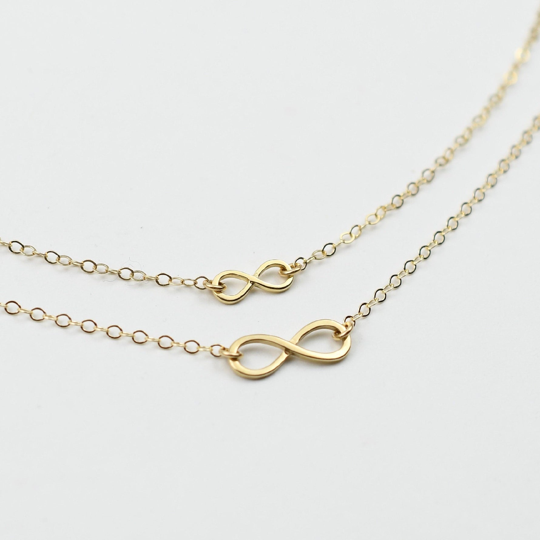 Mother Daughter 14K Gold Infinity Necklace Set – Matching Infinity Charms - Sash Jewelry
