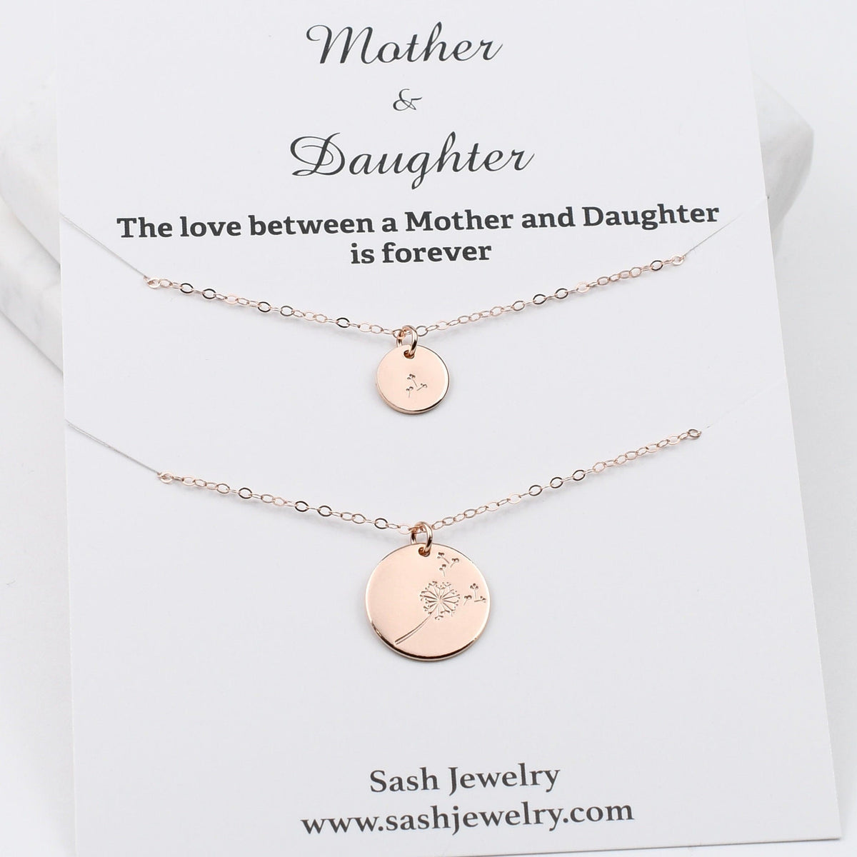 Mother & Daughter Dandelion Necklace Set – Matching Mother’s Day Gift - Sash Jewelry