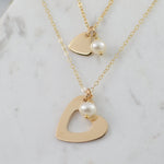 Mother Daughter Heart and Pearl Necklace Set - Sash Jewelry