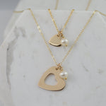 Mother Daughter Heart and Pearl Necklace Set - Sash Jewelry