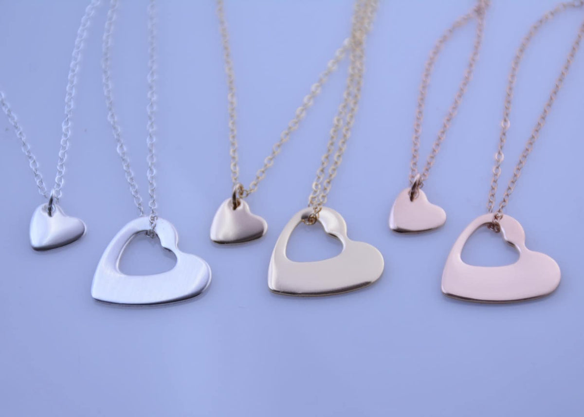 Mother Daughter Heart Necklace Set – Sterling Silver, Gold Filled or Rose Gold Filled - Sash Jewelry