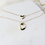 Mother Daughter Necklace Set – 14K Solid Gold Charm Necklace Set (Mom + Daughter Heart) - Sash Jewelry
