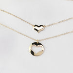 Mother Daughter Necklace Set – 14K Solid Gold Charm Necklace Set (Mom + Daughter Heart) - Sash Jewelry