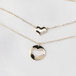 Mother Daughter Necklace Set – 14K Solid Gold Charm Necklace Set (Mom + Daughter Heart) - Sash Jewelry