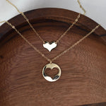 Mother Daughter Necklace Set – 14K Solid Gold Charm Necklace Set (Mom + Daughter Heart) - Sash Jewelry