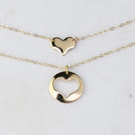 Mother Daughter Necklace Set – 14K Solid Gold Charm Necklace Set (Mom + Daughter Heart) - Sash Jewelry