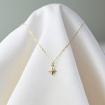 North Star 14K Gold Necklace — Diamond Starburst Charm - Sash Jewelry