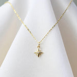 North Star 14K Gold Necklace — Diamond Starburst Charm - Sash Jewelry
