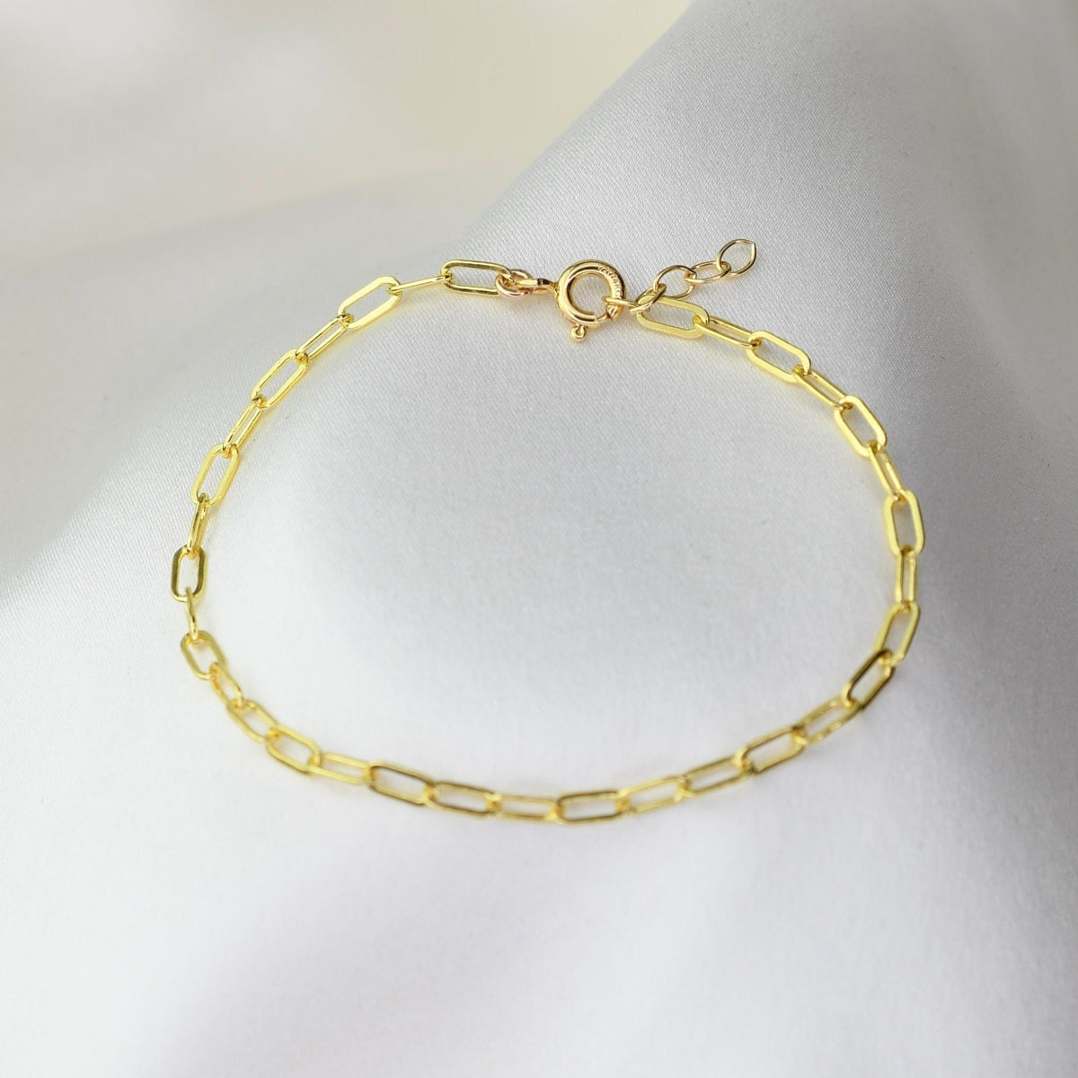 Paper Clip Chain Bracelet – Dainty Adjustable Link Bracelet - Sash Jewelry