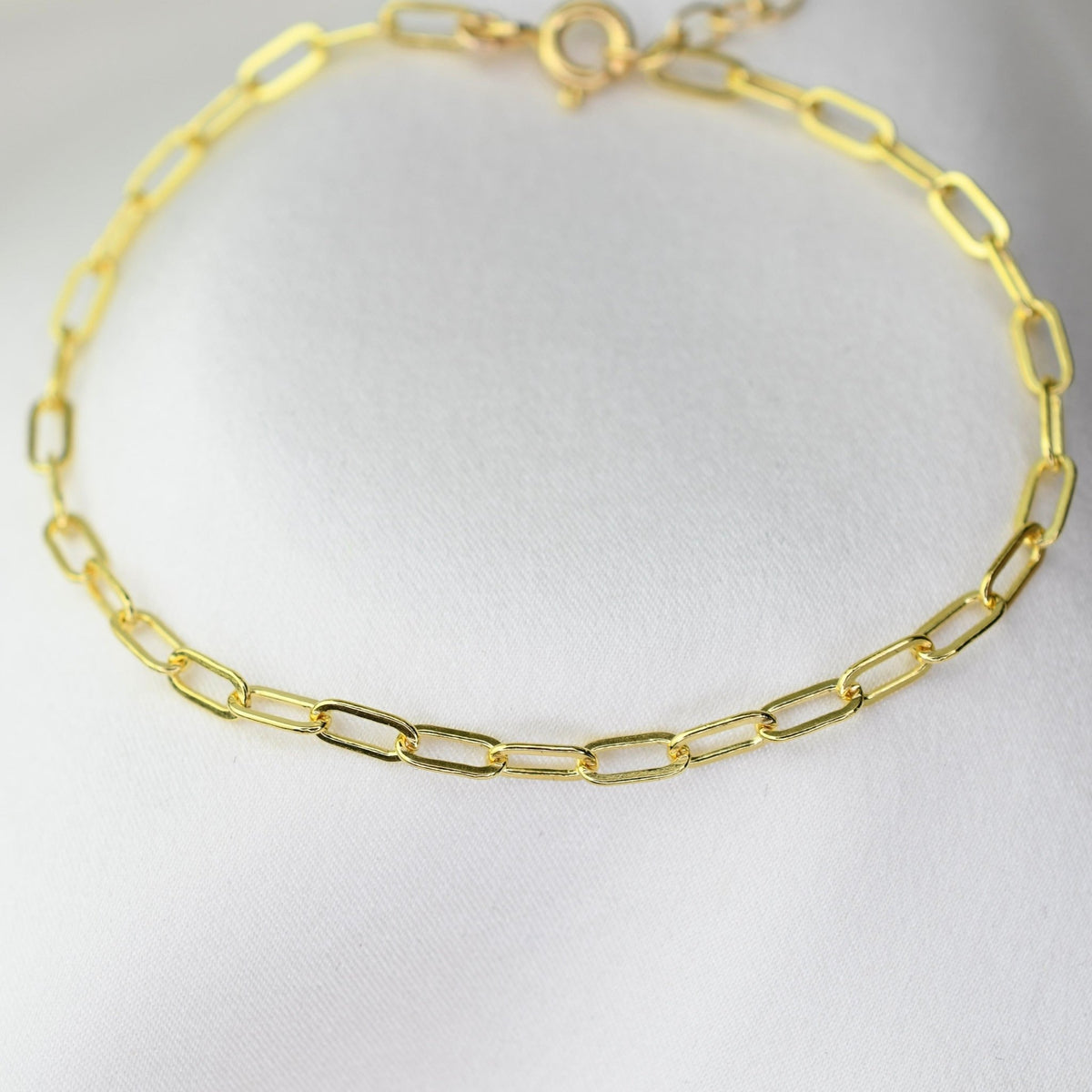 Paper Clip Chain Bracelet – Dainty Adjustable Link Bracelet - Sash Jewelry