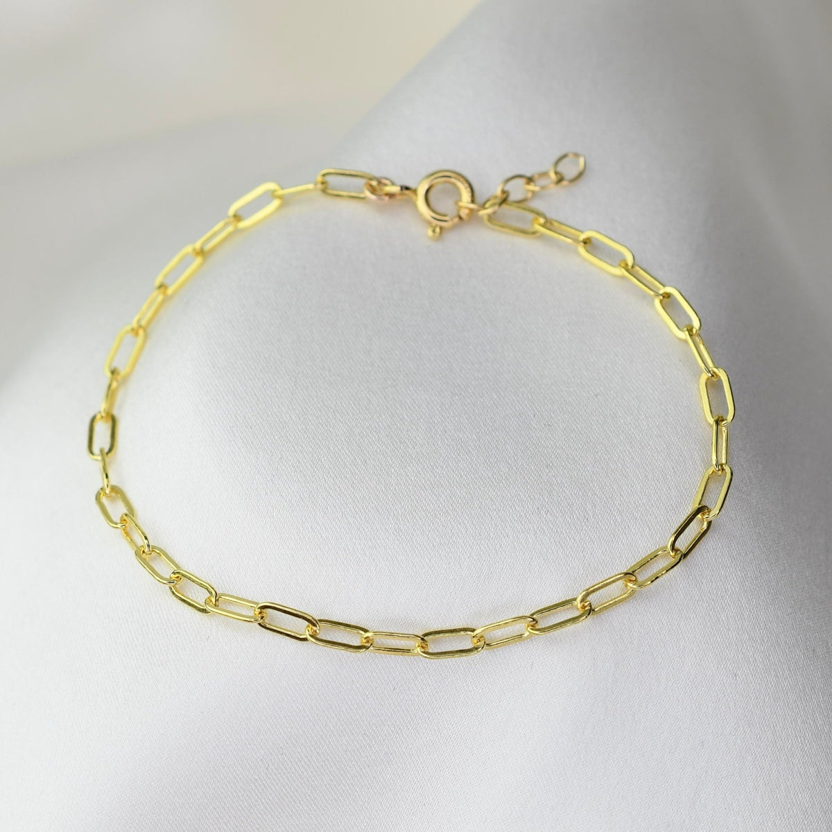 Paper Clip Chain Bracelet – Dainty Adjustable Link Bracelet - Sash Jewelry