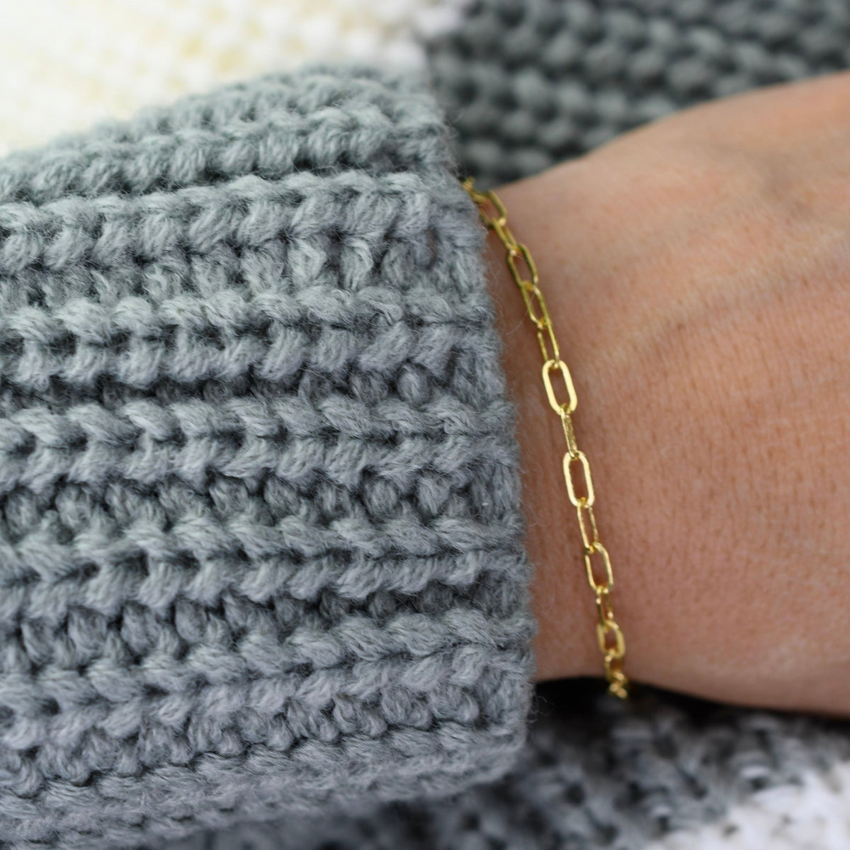 Paper Clip Chain Bracelet – Dainty Adjustable Link Bracelet - Sash Jewelry