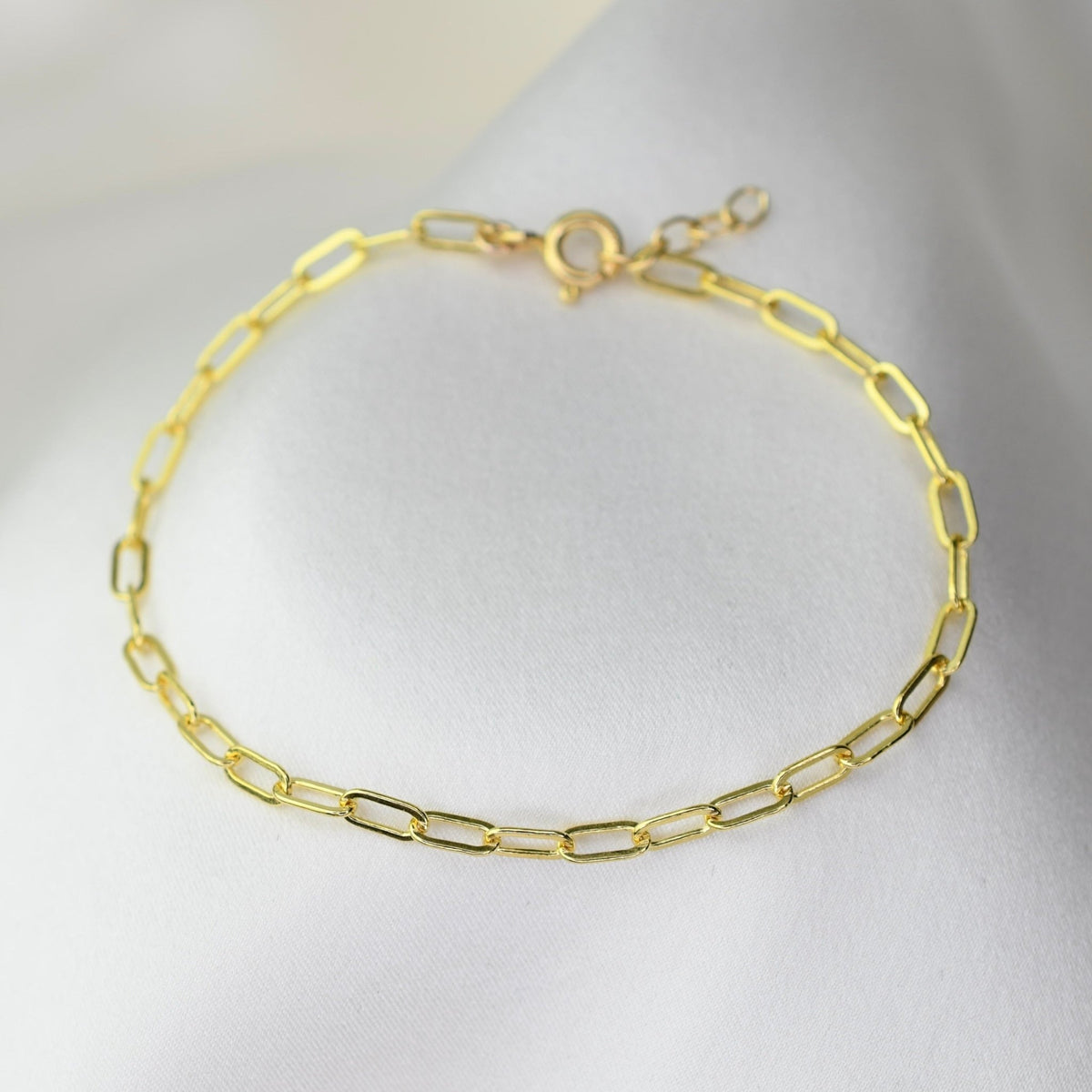 Paper Clip Chain Bracelet – Dainty Adjustable Link Bracelet - Sash Jewelry