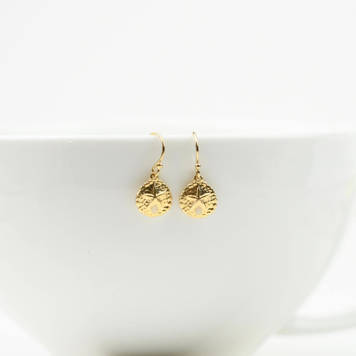 Small Sand Dollar Earrings – Sterling Silver or Gold Filled - Sash Jewelry