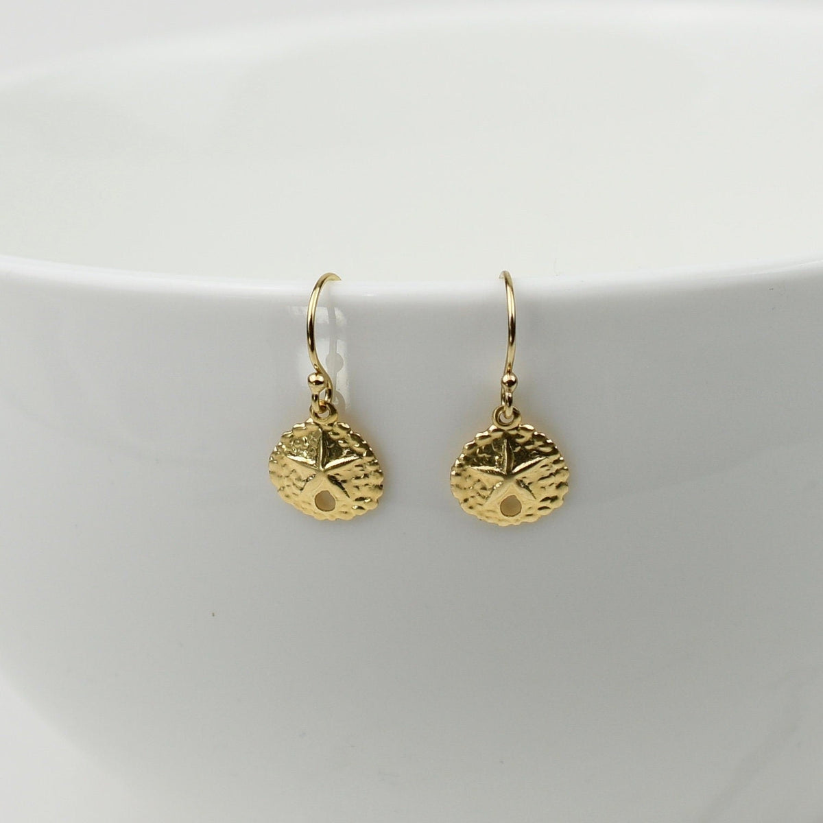 Small Sand Dollar Earrings – Sterling Silver or Gold Filled - Sash Jewelry
