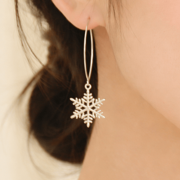 Snowflake Drop Earrings – Winter Snowflake Earrings - Sash Jewelry