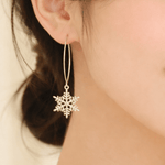 Snowflake Drop Earrings – Winter Snowflake Earrings - Sash Jewelry