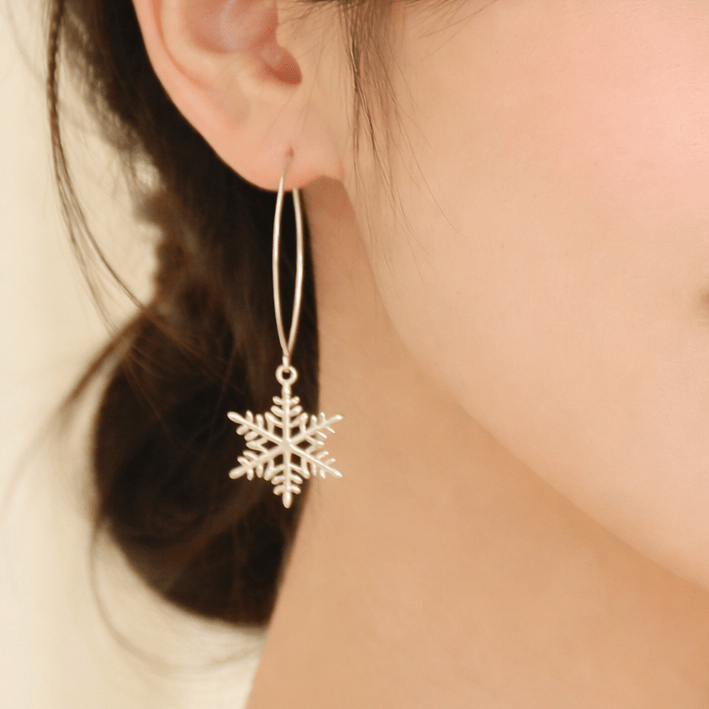 Snowflake Drop Earrings – Winter Snowflake Earrings - Sash Jewelry