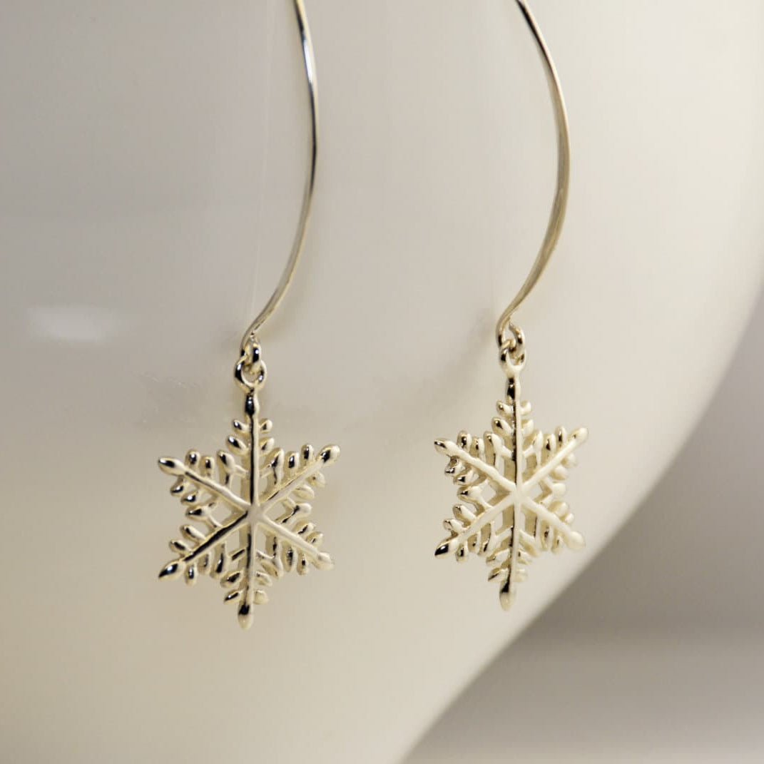 Snowflake Drop Earrings – Winter Snowflake Earrings - Sash Jewelry