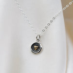 Sterling Silver and Bronze Small Heart Necklace – Wax Seal Heart Charm Necklace - Sash Jewelry