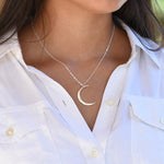 Sterling Silver Crescent Moon Necklace - Sash Jewelry