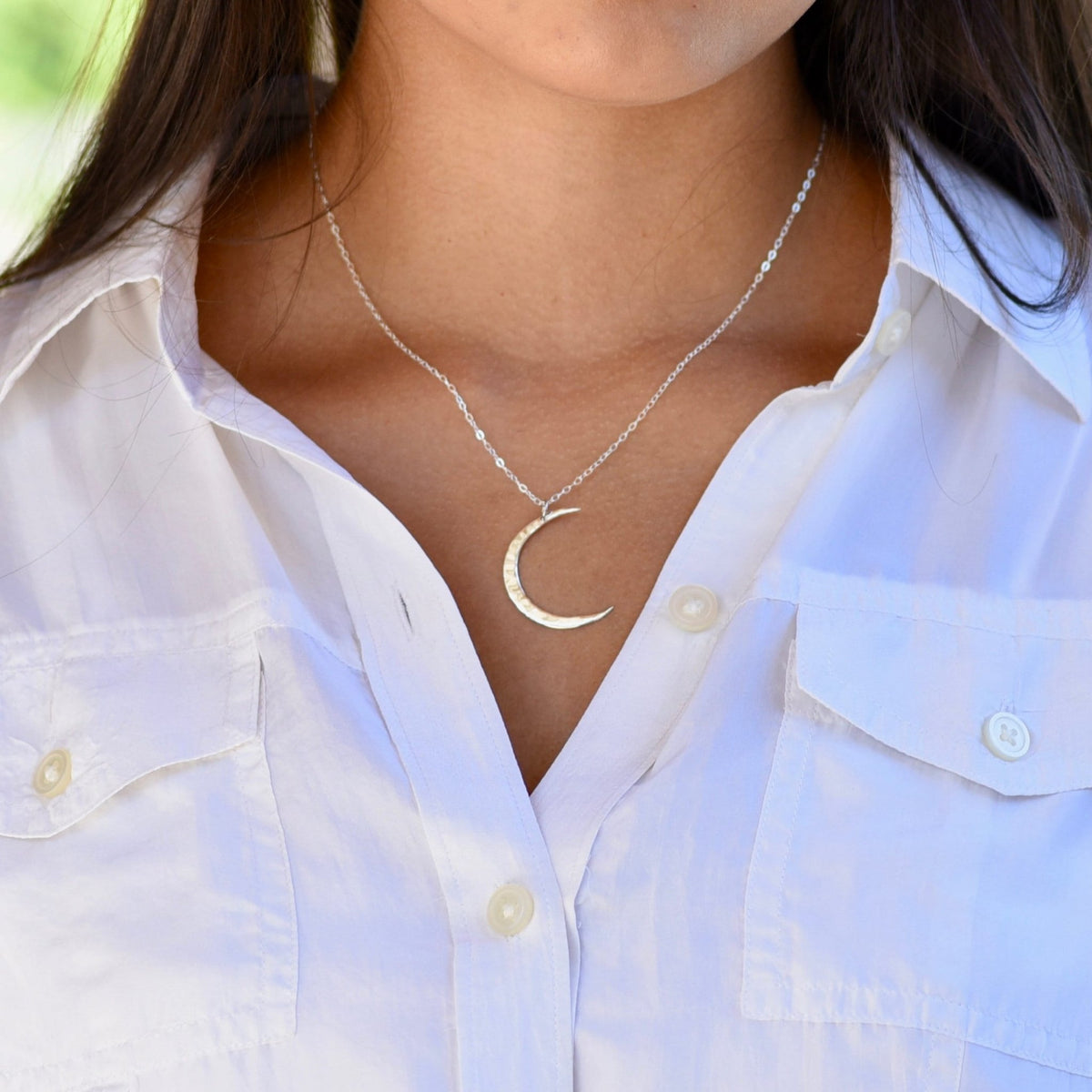 Sterling Silver Crescent Moon Necklace - Sash Jewelry