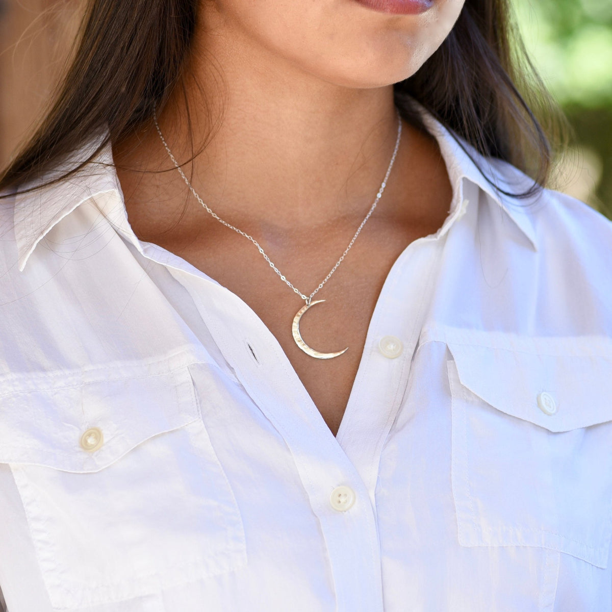 Sterling Silver Crescent Moon Necklace - Sash Jewelry
