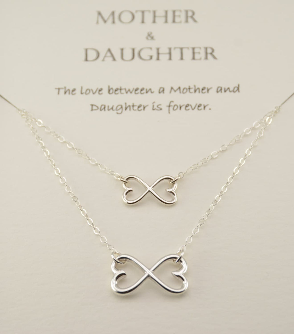Sterling Silver Mother Daughter Heart Infinity Necklace Set – Matching Necklaces - Sash Jewelry