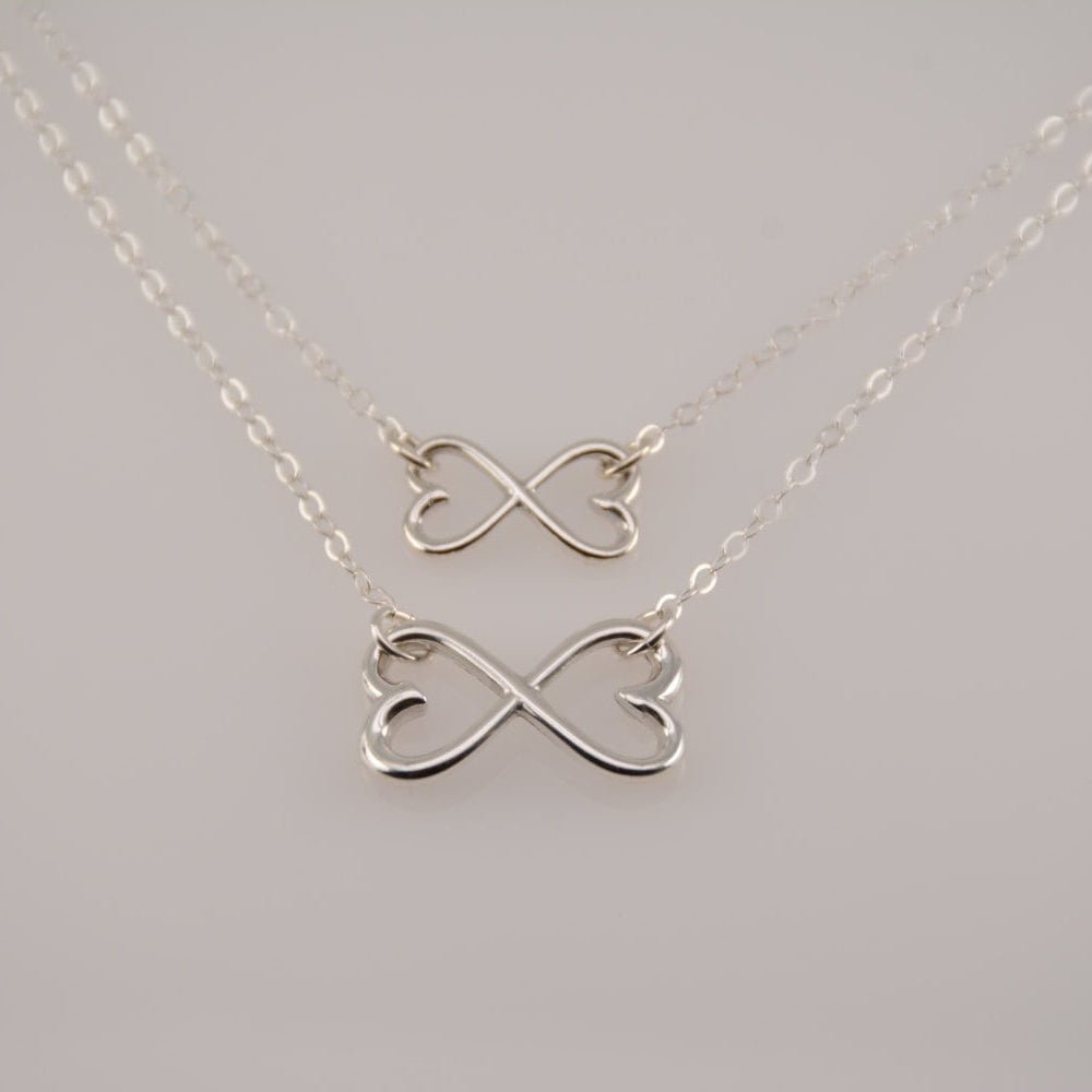 Sterling Silver Mother Daughter Heart Infinity Necklace Set – Matching Necklaces - Sash Jewelry