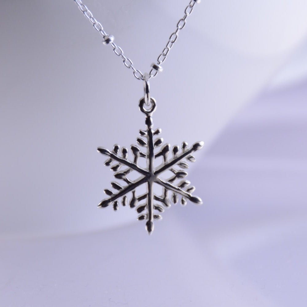 Sterling Silver Snowflake Necklace – Snowflake Pendant Necklace - Sash Jewelry