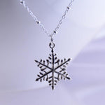 Sterling Silver Snowflake Necklace – Snowflake Pendant Necklace - Sash Jewelry