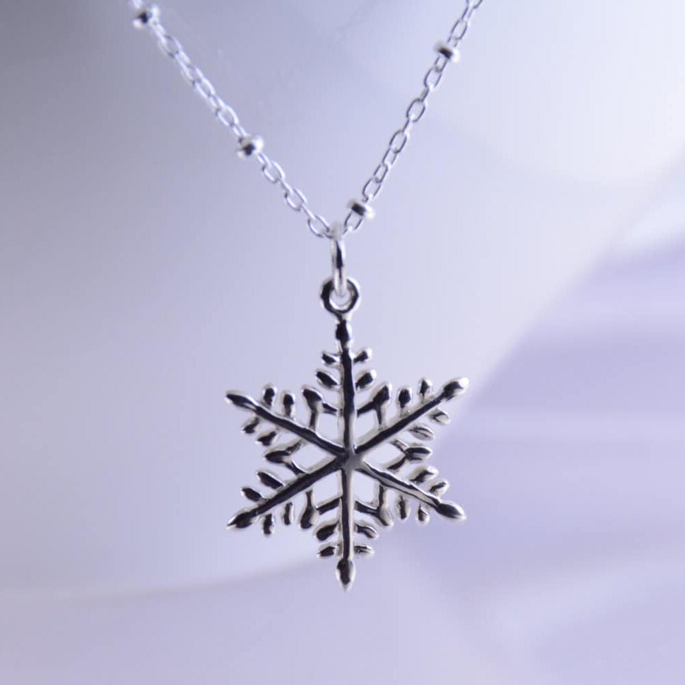 Sterling Silver Snowflake Necklace – Snowflake Pendant Necklace - Sash Jewelry