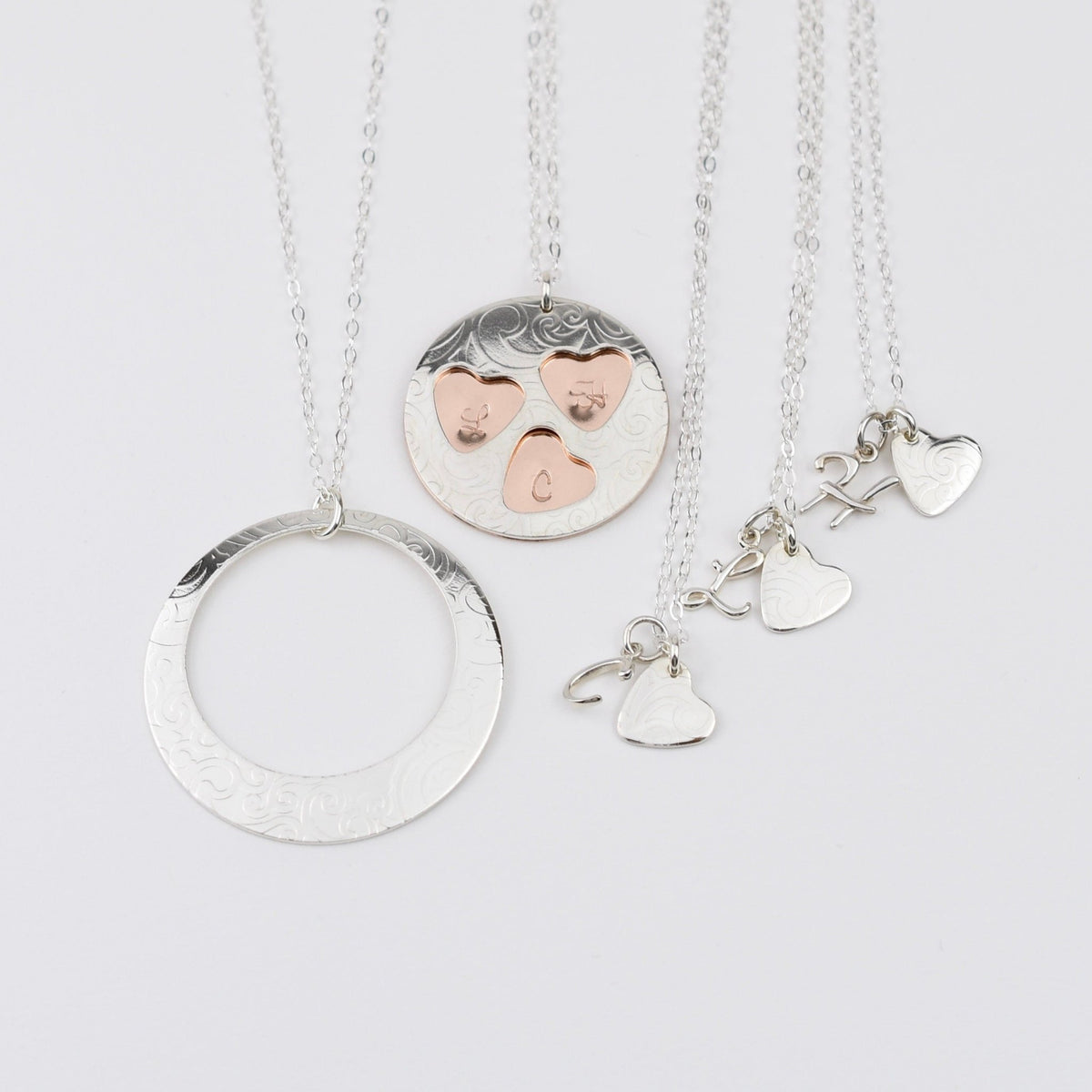 Three Generations Necklace Set – Grandmother Mother Daughter Personalized Necklace Set - Sash Jewelry