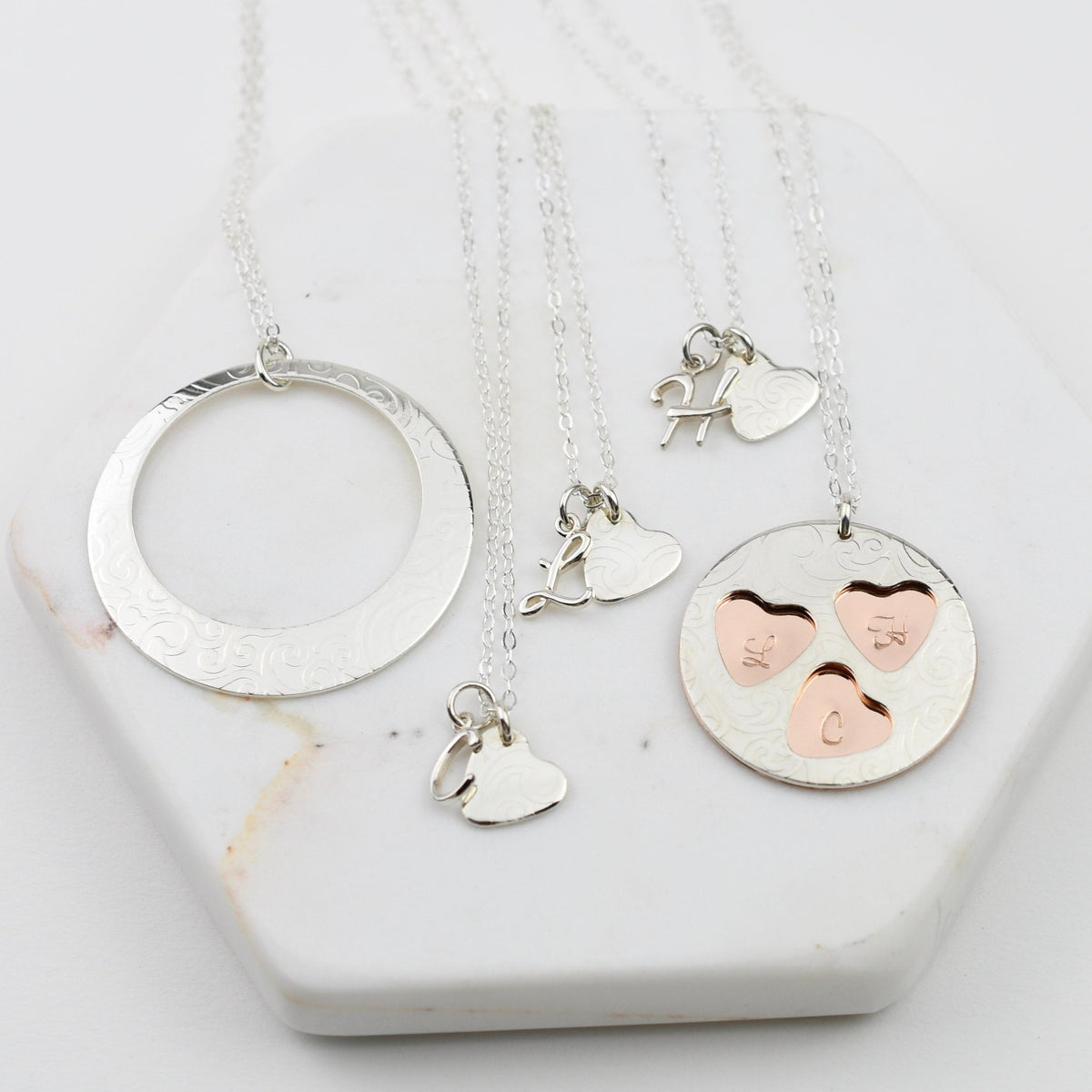 Three Generations Necklace Set – Grandmother Mother Daughter Personalized Necklace Set - Sash Jewelry
