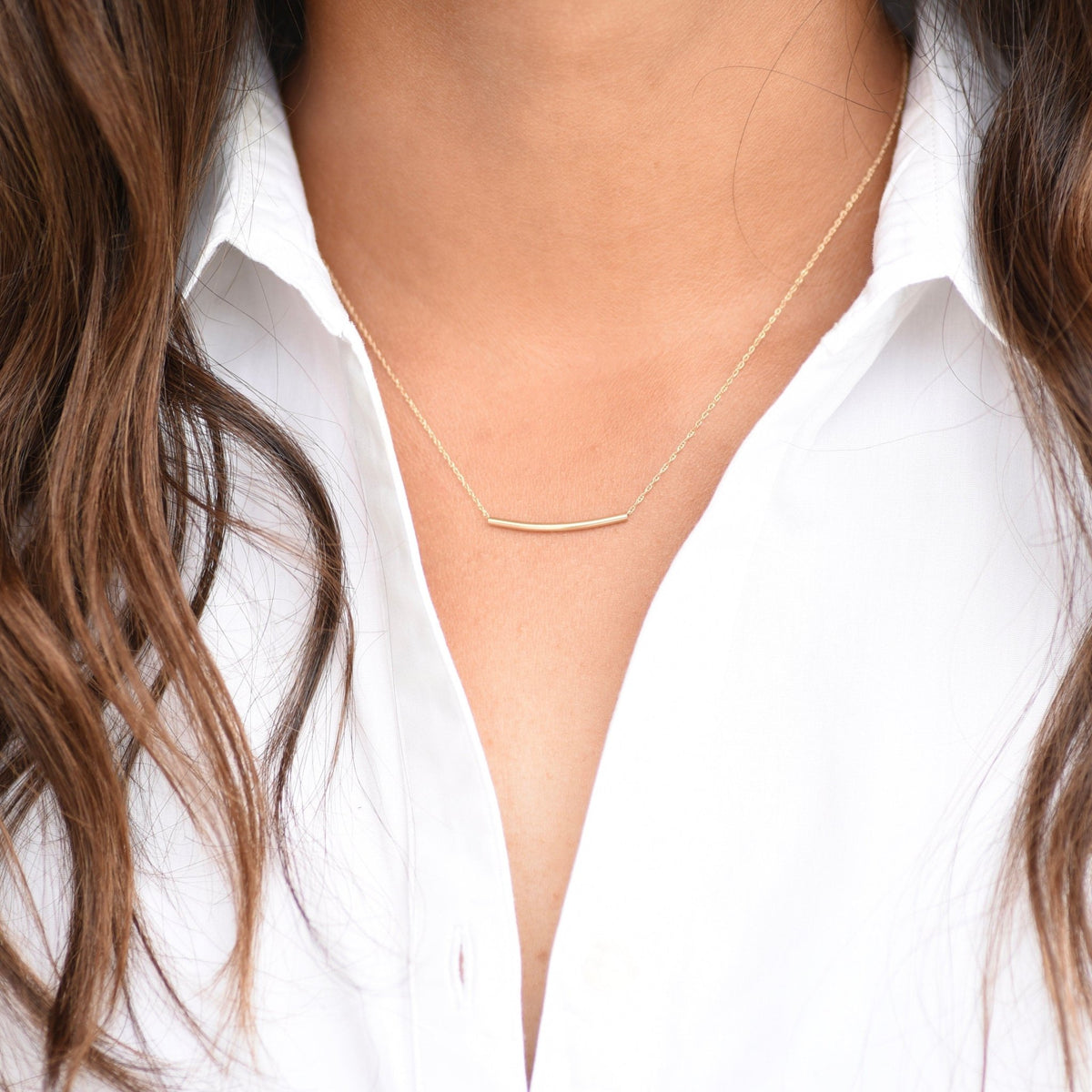 Tube Bead 14K Gold Necklace — Ultra Delicate & Minimalist - Sash Jewelry