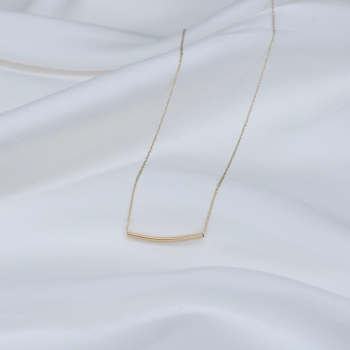 Tube Bead 14K Gold Necklace — Ultra Delicate & Minimalist - Sash Jewelry