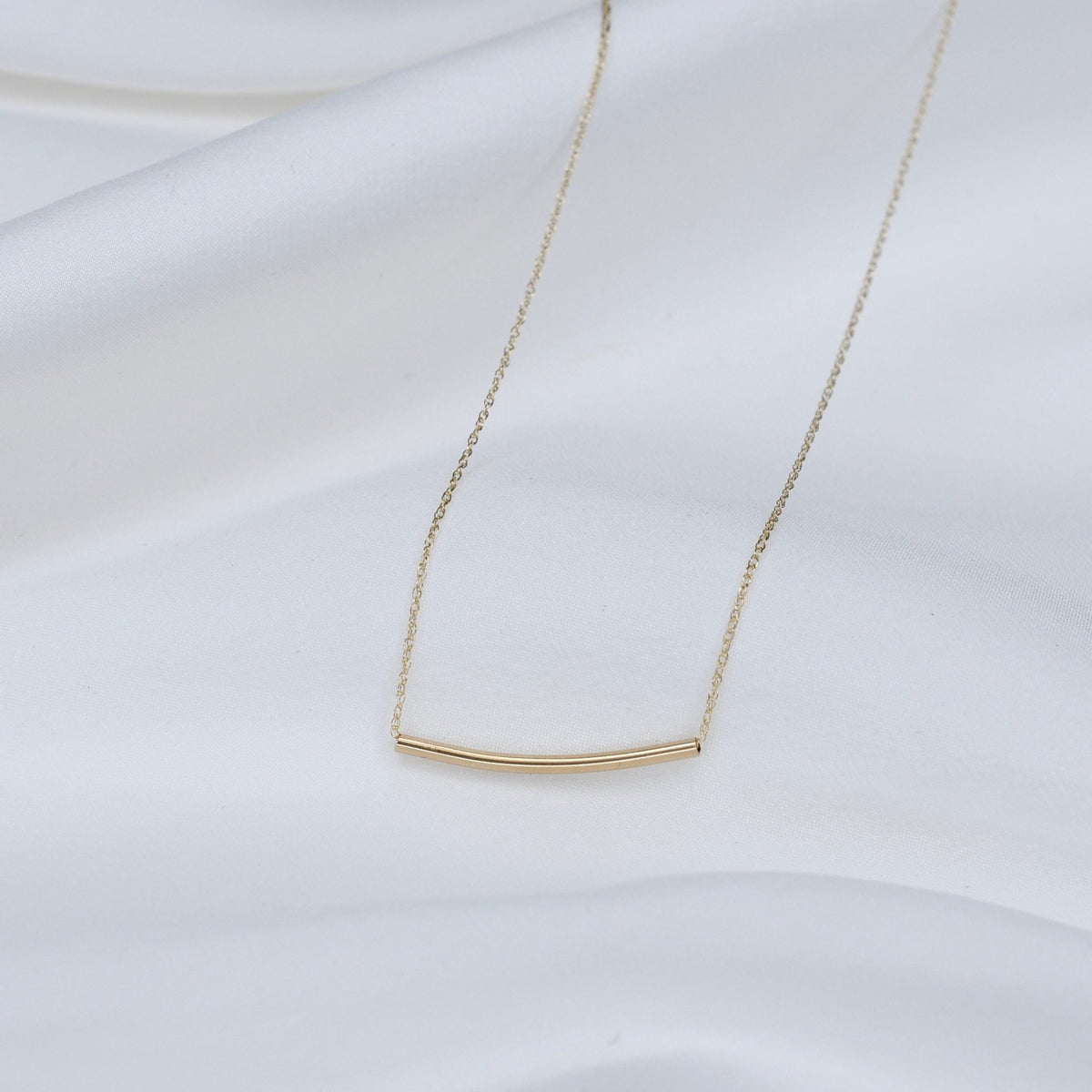 Tube Bead 14K Gold Necklace — Ultra Delicate & Minimalist - Sash Jewelry